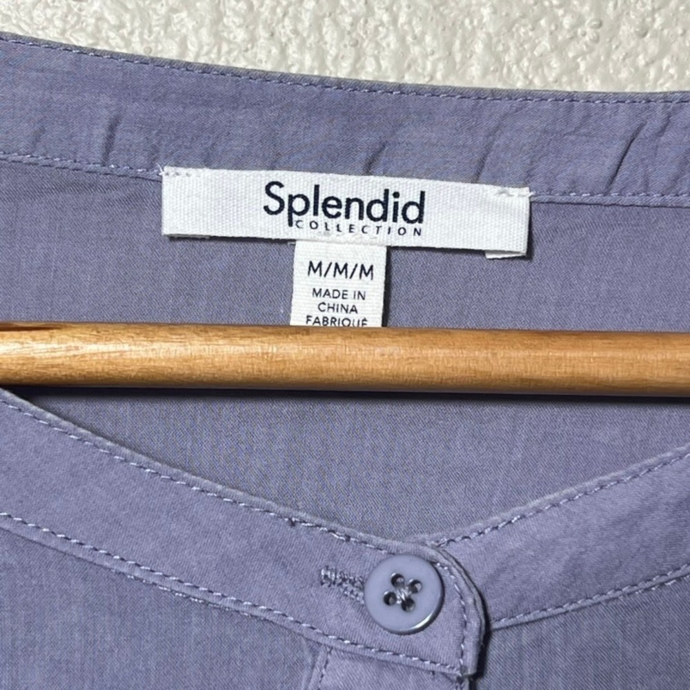 Splendid Collection Lavender Ruched Button Blouse… - image 2